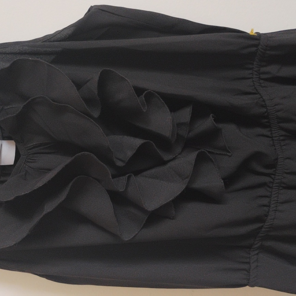 Bisou Bisou | Black Ruffled Asymmetrical Sleeveless Dress | 4 | EUC - Picture 4 of 5